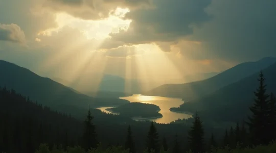 Un paysage québécois varié avec des éléments météo contrastés montrant la nature changeante et invitant à l'aventure