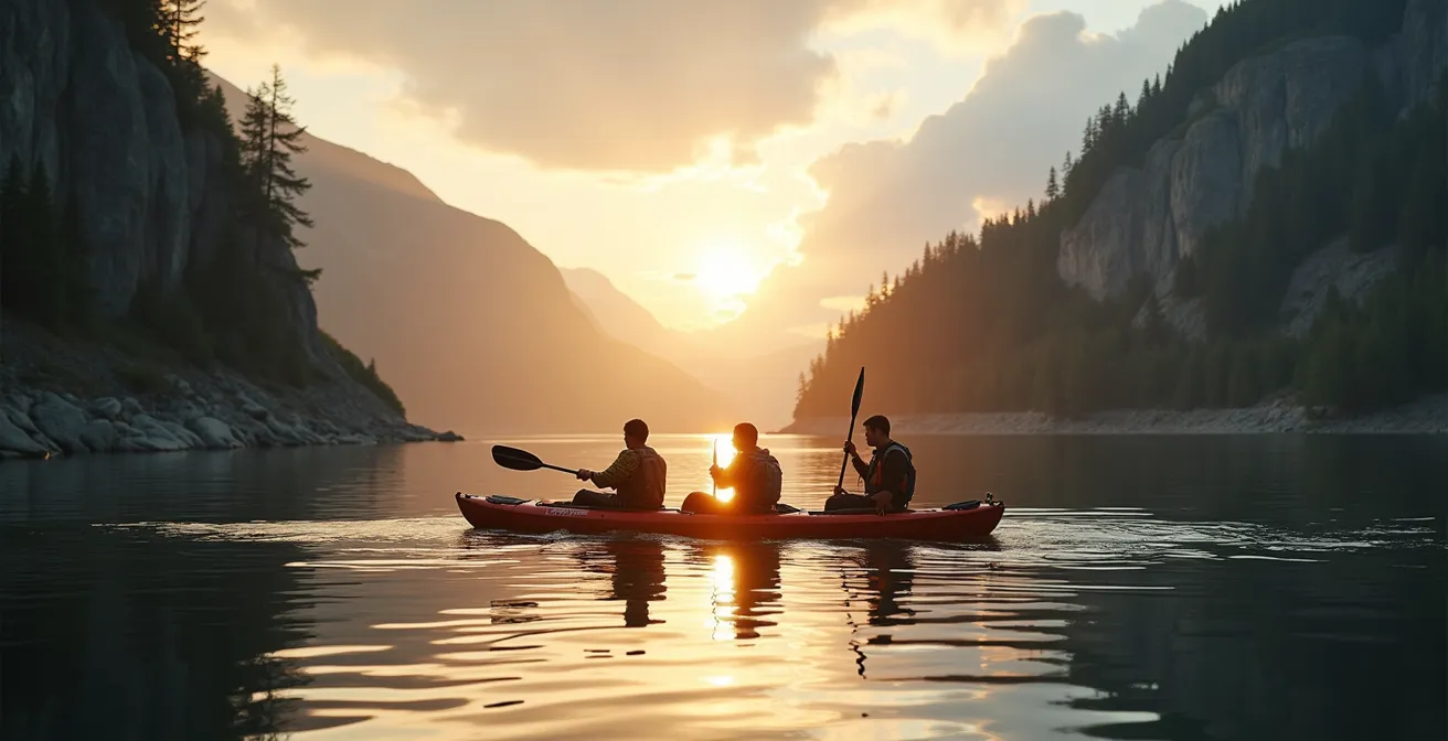 Guide autochtone partageant ses connaissances avec des kayakistes sur le fleuve Saint-Laurent