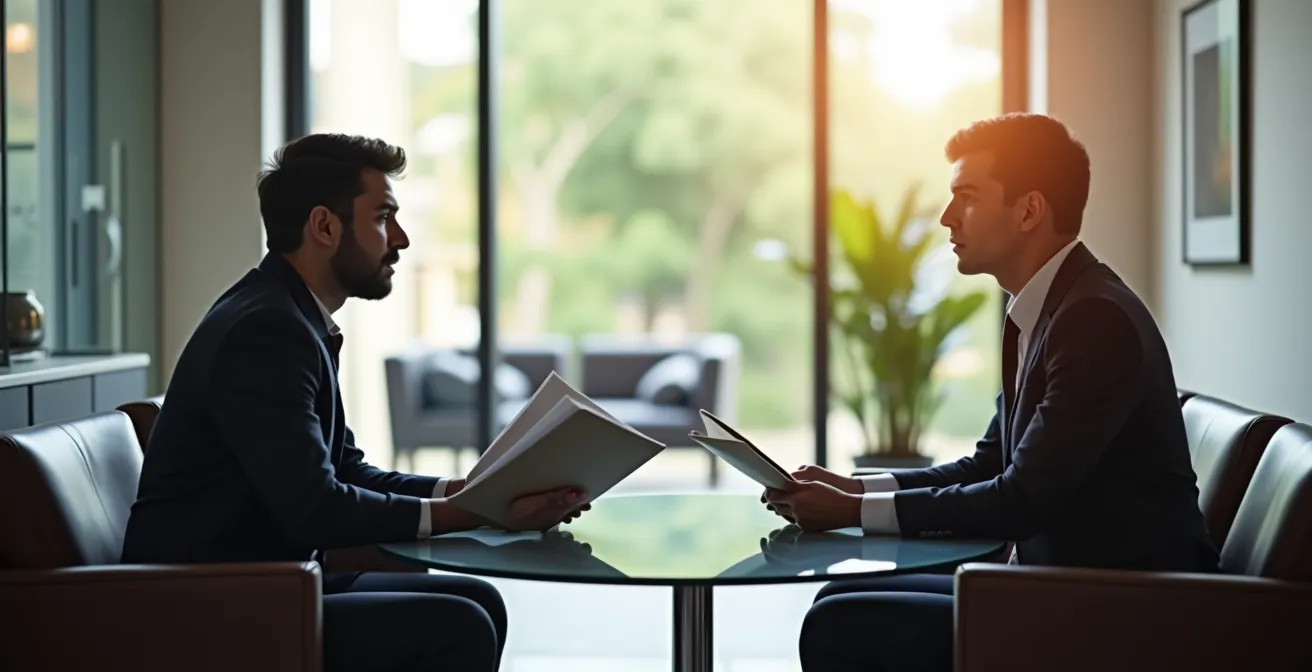 Scène symbolique de compétition entre acheteurs immobiliers